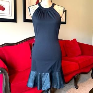 Beautiful Bebe Dress! How cute is this with leather trim at the bottom!